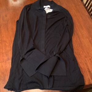 Black Ribbed Long Sleeve silk dress by brand designer Ludovic De Saint Sernin XL